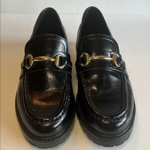 ⭐️Steve Madden Lando Lug Black Patent Leather Slip-On Loafers Sz 8